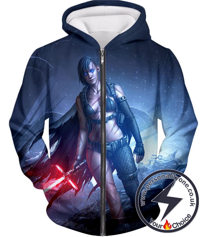 Star Wars Cool Fan Art 3D Female Sith Lord Kylo Jen Graphic Action Zip Up Hoodie